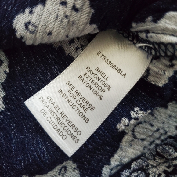 Altar'd State Medallion Faux Wrap Boho Top with Laced Sleeve in Navy. - Picture 6 of 9